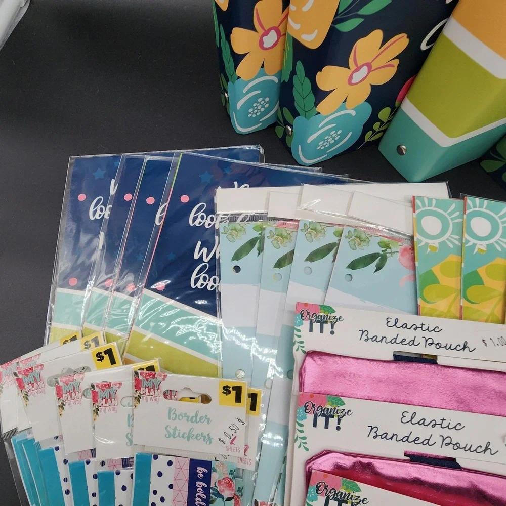 My Plan Multicolor Floral Planner Bundle Binders Stickers Pouches Stationery